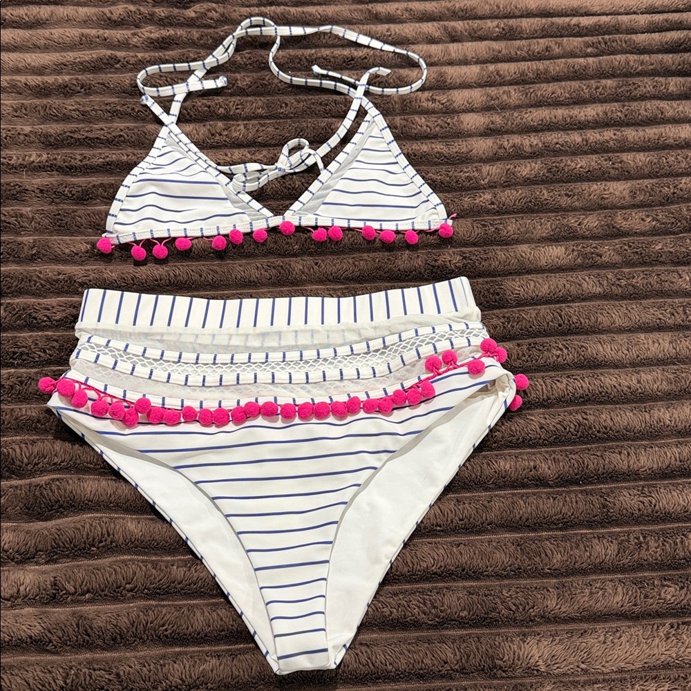 Tularosa White and Pink Bikini Set